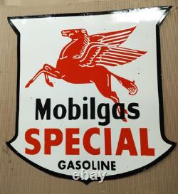 Porcelain Mobilgas Special Enamel Sign 36x36 Inches Double Sided