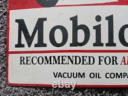 Porcelain Mobiloil Double Sided Flange Advertising Sign 14 X 10
