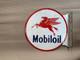 Porcelain Mobiloil Enamel Sign 18x18 Inches Double Sided With Flange