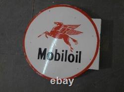 Porcelain Mobiloil Enamel Sign 18x18 Inches Double Sided With Flange