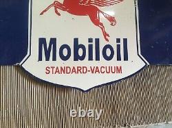 Porcelain Mobiloil Enamel Sign 22x16 Inches Double Sided With Flange