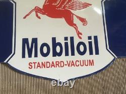 Porcelain Mobiloil Enamel Sign 22x16 Inches Double Sided With Flange