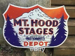 Porcelain Mt. Hood Bus Depot enamel Sign SIZE 30 x 30 Inches Double Sided