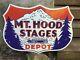 Porcelain Mt. Hood Bus Depot Enamel Sign Size 30 X 30 Inches Double Sided
