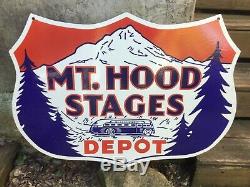 Porcelain Mt. Hood Bus Depot enamel Sign SIZE 30 x 30 Inches Double Sided