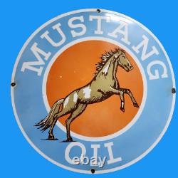 Porcelain Mustang Oil Enamel Sign Size 30x30 Inches Double Sided