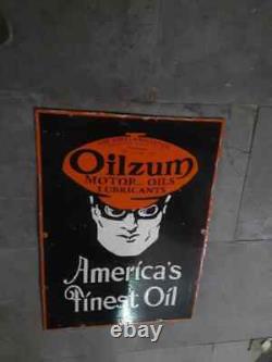 Porcelain Oilzum Enamel Sign 20 X 28 Double Sided Pre-Owned