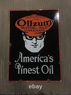 Porcelain Oilzum Enamel Sign 28x22 Inches Double Sided