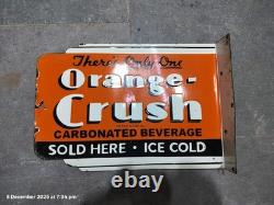Porcelain Orange Crush Enamel Sign 18x13 Inches Double Sided With Flange