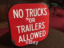 Porcelain Parking Sign NO TRUCKS or TRAILERS Double-Sided 10 x 10