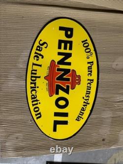 Porcelain Pennzoil Enamel Sign 30x20 Inches Double Sided