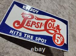 Porcelain Pepsi Cola Enamel Sign Size 18 x 10 Inches Flange double sided
