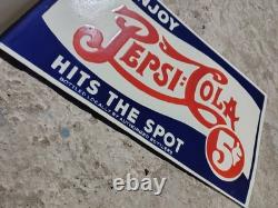 Porcelain Pepsi Cola Enamel Sign Size 18 x 10 Inches Flange double sided