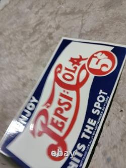 Porcelain Pepsi Cola Enamel Sign Size 18 x 10 Inches Flange double sided