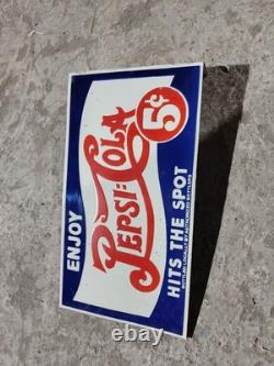 Porcelain Pepsi Cola Enamel Sign Size 18 x 10 Inches Flange double sided