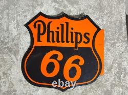 Porcelain Phillips 66 Enamel Sign Size 16 x 16 Inches Flange Double Sided