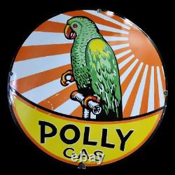 Porcelain Polly Gas Enamel Sign 30 Inches Double Sided