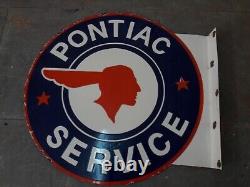 Porcelain Pontiac Enamel Sign 18x18 Inches Double Sided With Flange