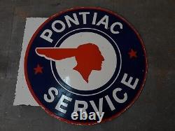 Porcelain Pontiac Enamel Sign 18x18 Inches Double Sided With Flange