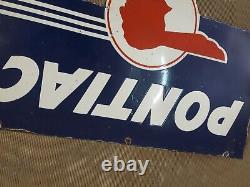 Porcelain Pontiac Enamel Sign 32x20 Inches Double Sided