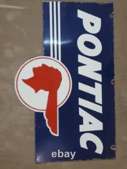 Porcelain Pontiac Enamel Sign 32x20 Inches Double Sided