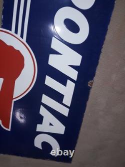 Porcelain Pontiac Enamel Sign 32x20 Inches Double Sided