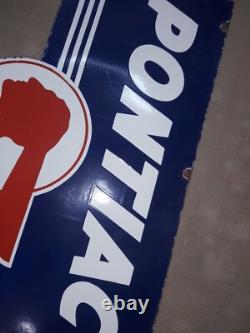 Porcelain Pontiac Enamel Sign 32x20 Inches Double Sided