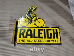 Porcelain Raleigh Enamel Sign Size 15.5 x 15 Inches Flange double sided