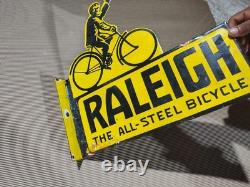 Porcelain Raleigh Enamel Sign Size 15.5 x 15 Inches Flange double sided