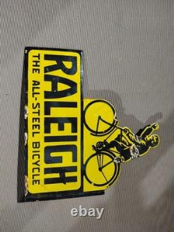 Porcelain Raleigh Enamel Sign Size 15.5 x 15 Inches Flange double sided