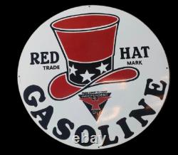 Porcelain Red Hat Enamel Sign 30x30 Inches Double Sided