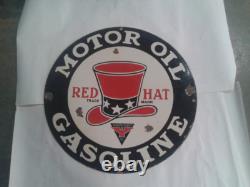 Porcelain Red Hat Enamel Sign 30x30 Inches Double Sided