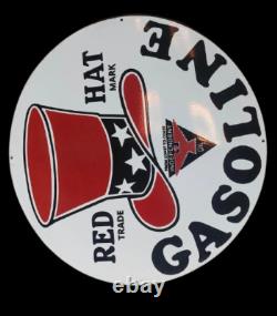 Porcelain Red Hat Enamel Sign 30x30 Inches Double Sided