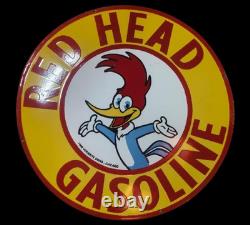 Porcelain Red Head Enamel Sign 30x30 Inches Double Sided