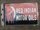 Porcelain Red Indian Enamel Sign 28x20 Inches Double Sided With Flange
