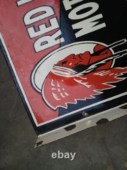Porcelain Red Indian Enamel Sign 28x20 Inches Double Sided With Flange