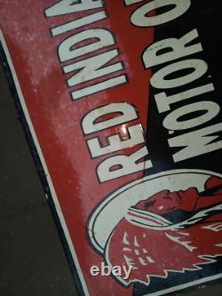 Porcelain Red Indian Enamel Sign 28x20 Inches Double Sided With Flange