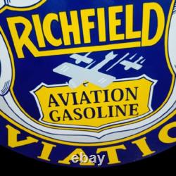 Porcelain Richfield Aviation Enamel Sign 30x30 Inches Double Sided