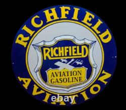 Porcelain Richfield Aviation Enamel Sign 30x30 Inches Double Sided