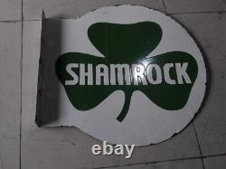 Porcelain Shamrock Enamel Sign 18x18 Inches Double Sided With Flange