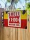 Porcelain Shell Motor Oil Double Sided Flange Advertising Sign 16 In
