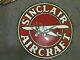 Porcelain Sinclair Aircraft Enamel Sign Measures 48 Round Double Sided