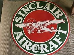 Porcelain Sinclair Aircraft Enamel Sign SIZE 48 ROUND Double Sided
