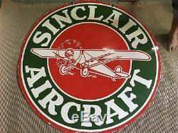 Porcelain Sinclair Aircraft Enamel Sign SIZE 48 ROUND Double Sided