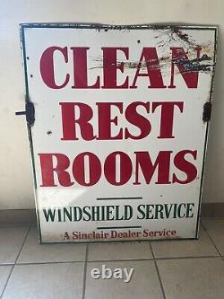 Porcelain Sinclair Clean Restroom Swinging Double Sided Sidewalk Sign With HANGERS