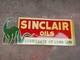 Porcelain Sinclair Oils Enamel Sign 46x16 Inches Double Sided With Flange