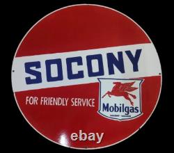 Porcelain Socony Enamel Sign 30x30 Inches Double Sided
