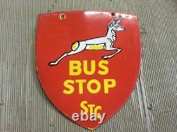 Porcelain Stc Bus Stop Enamel Sign 24 Inches Double Sided