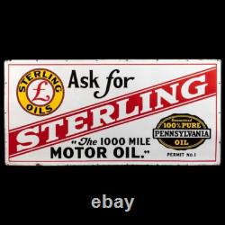 Porcelain Sterling Motor Oil Enamel Sign 36 Inches Double Sided