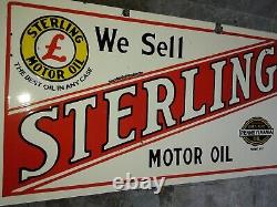 Porcelain Sterling Motor Oil Enamel Sign 36x18 Inches Double Sided